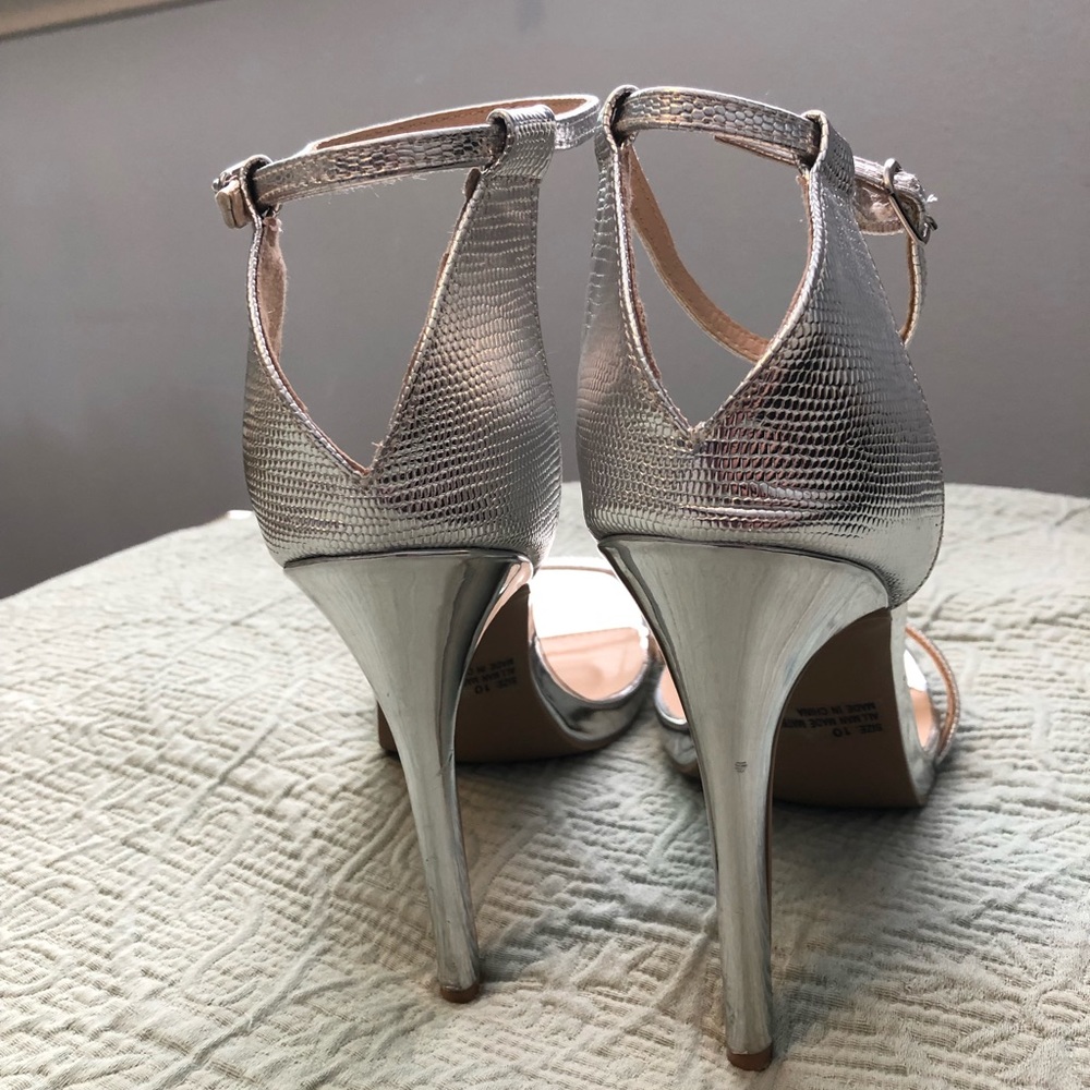 Qupid Strappy Silver Heels - Picture 3 of 5
